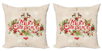 Kissenbezüge Modern Accent Doppelseitiger Digitaldruck, Abakuhaus (2 Stück), Weihnachten Floral Merry Xmas
