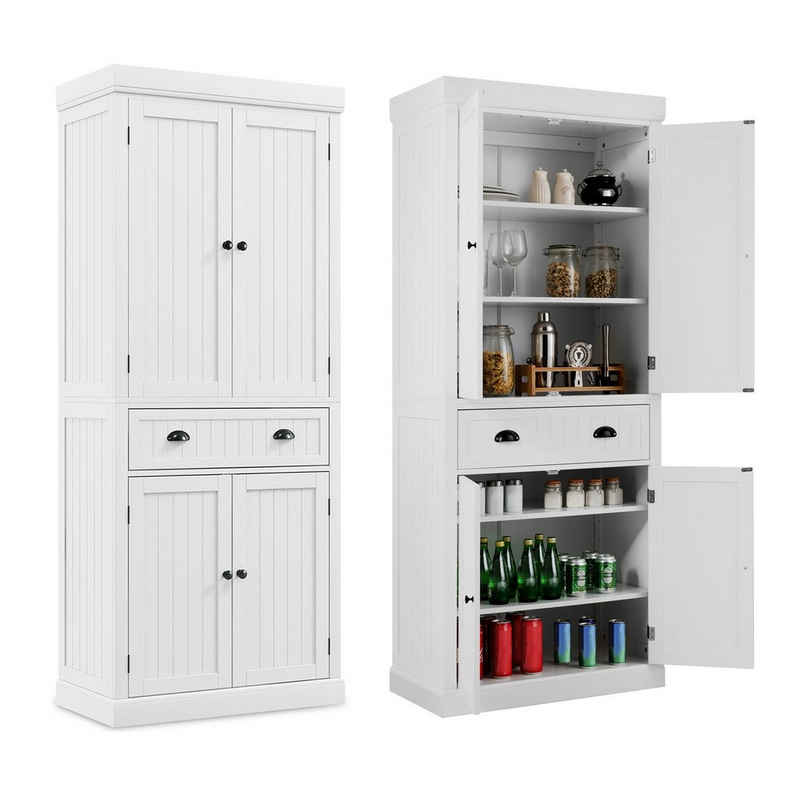 COSTWAY Küchenbuffet Hochschrank mit verstellbarer Regalen&Schublade, 183cm