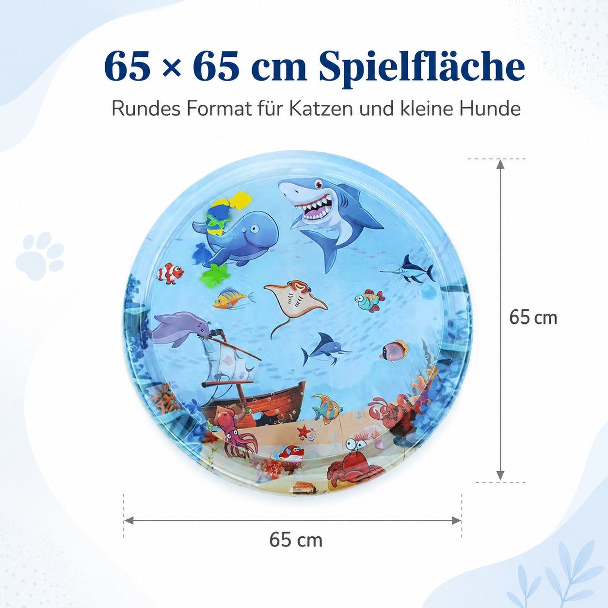 XEOOCE Tierkissen Aufblasbare Wassermatte Haustiere Kühlmatte Meerjungfrau 65x65 cm, 1 x aufblasbare Haustier-Kühlmatte,1 x Pumpe