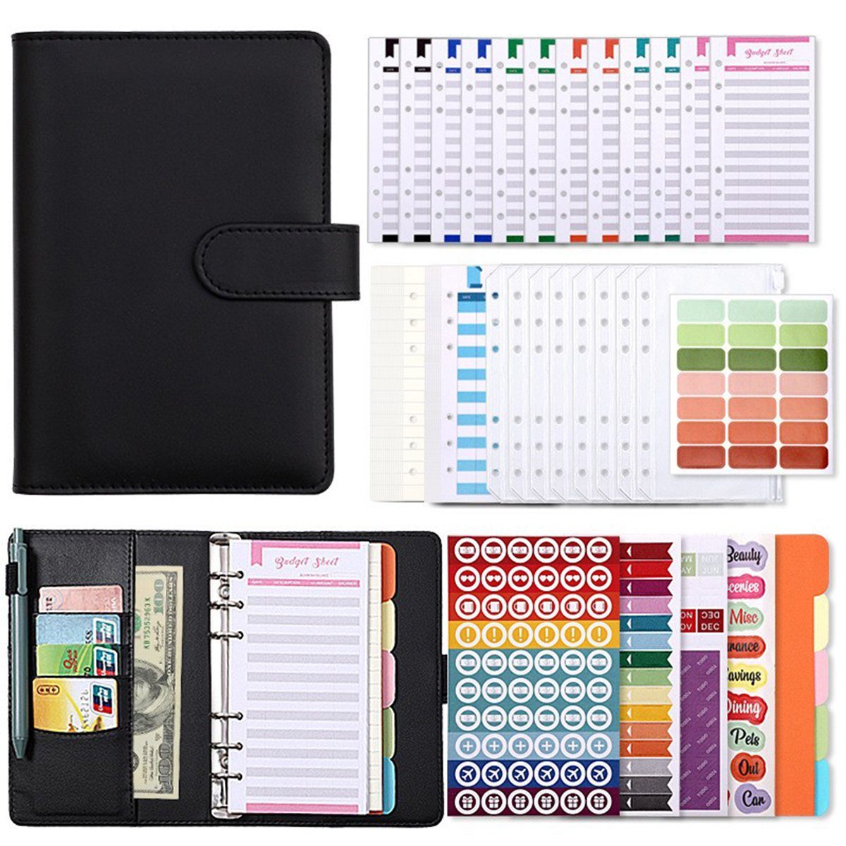 XDeer Konferenzmappe Haushaltsbuch Budget Planner A6 Budget Binder, mit Geldumschlägen Farbkarten für Sinking Fund Reisen