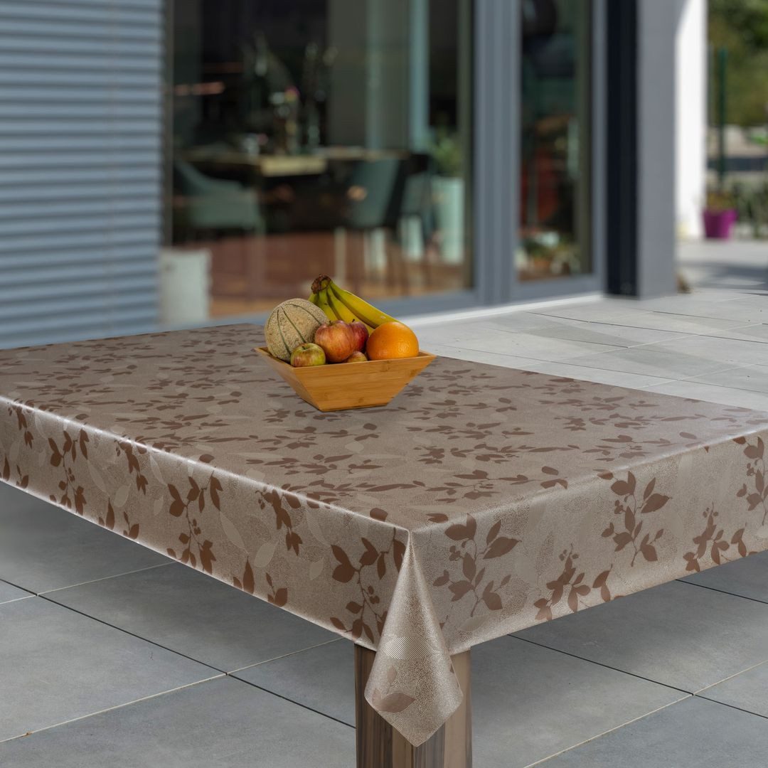 laro Tischdecke Wachstuch-Tischdecken Abwaschbar Braun Blätter geprägt rech günstig online kaufen