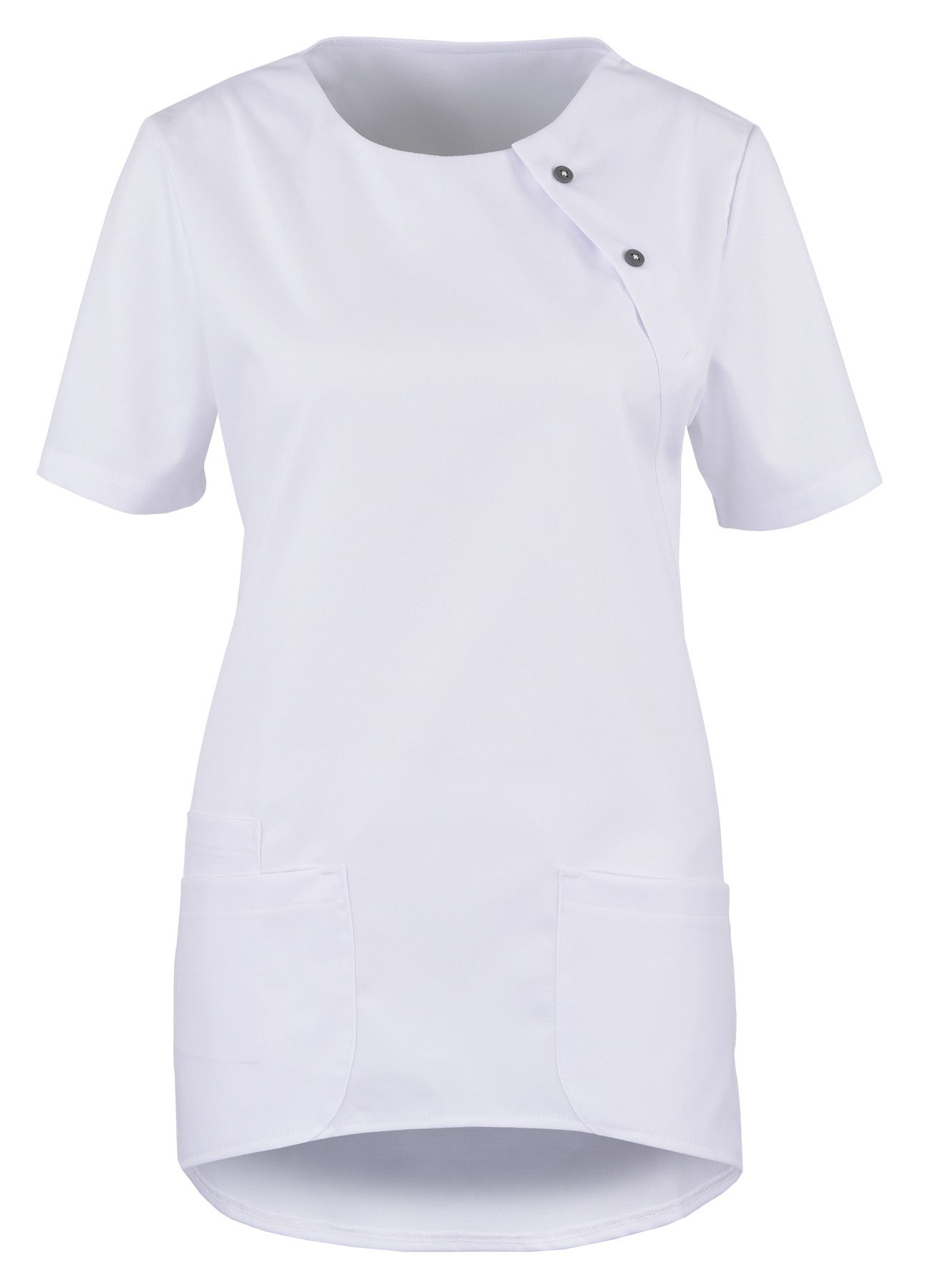 BEB Schlupfbluse beb MEDIZIN/PFLEGE Damen KASACK Kurzarm Rundhals Modern-Fit Weiß