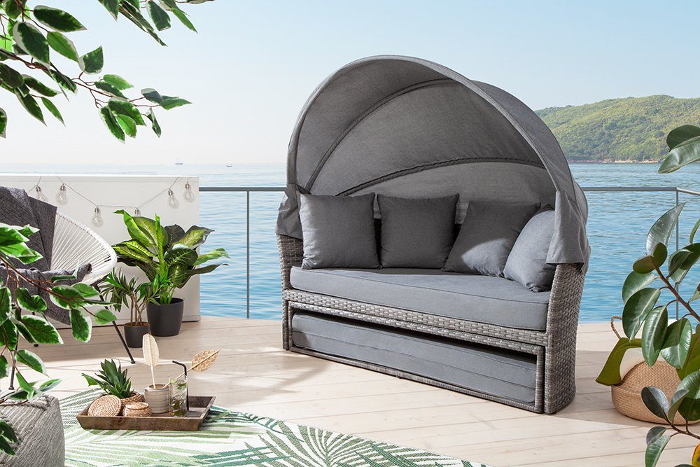 LIVING dunkelgrau · drehbarer Teile, Loungebett 165cm PLAYA · · | dunkelgrau Sitzfläche Sonneninsel riess-ambiente Gartenmöbel dunkelgrau, · 2 Modern Outdoor