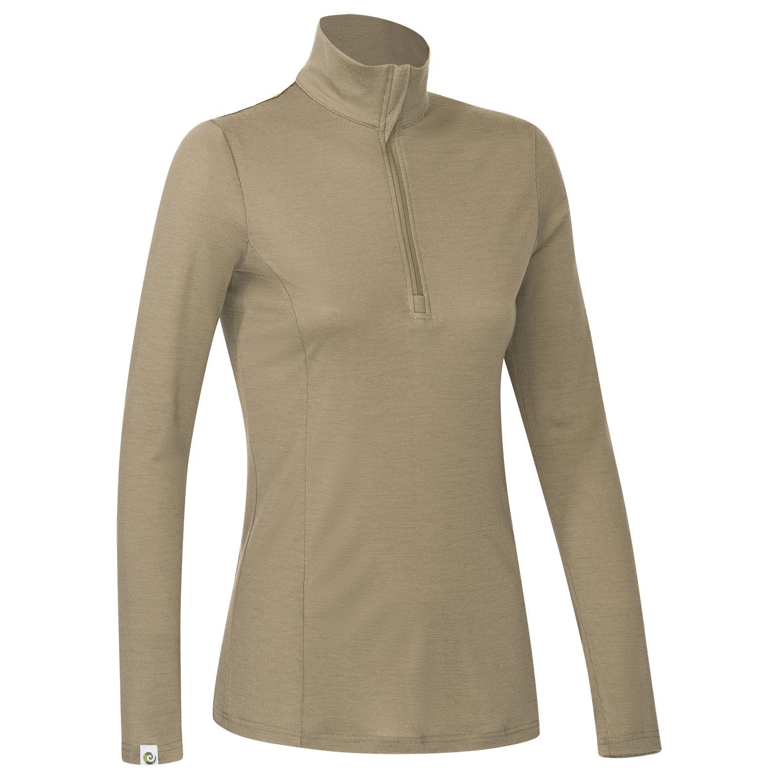 - aus Sportswear (1-tlg) Made in Merino Damen 200 Slimfit Kaipara reiner Funktionsshirt Merino Germany Merinowolle Zip-Neck Schiefergrün