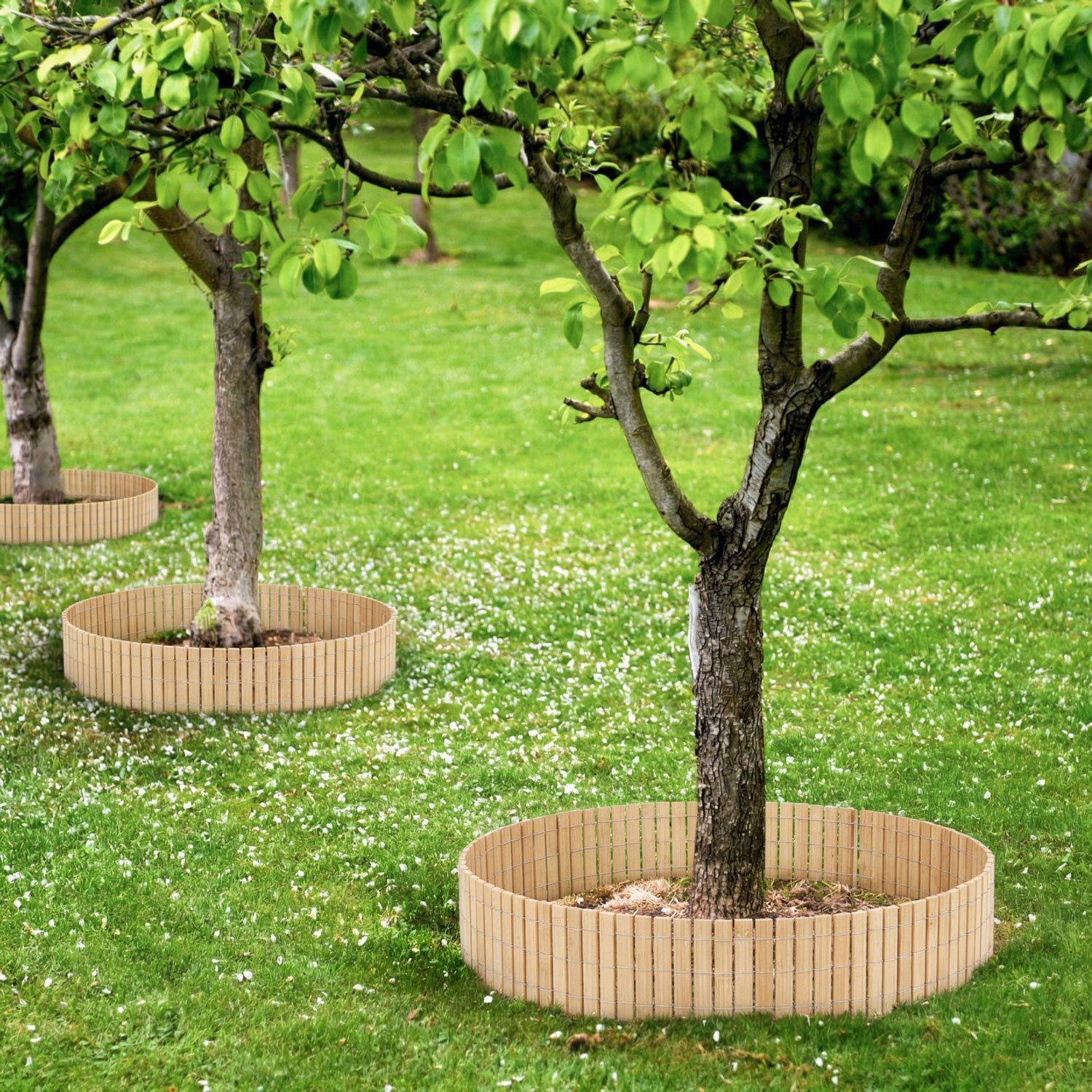 urfence Einkaufstrolley 300 x 30 cm - Flexible Beeteinfassung Bambus Rollborder, Natürliche Holz Beetumrandung - Rasenkante Bambusholz
