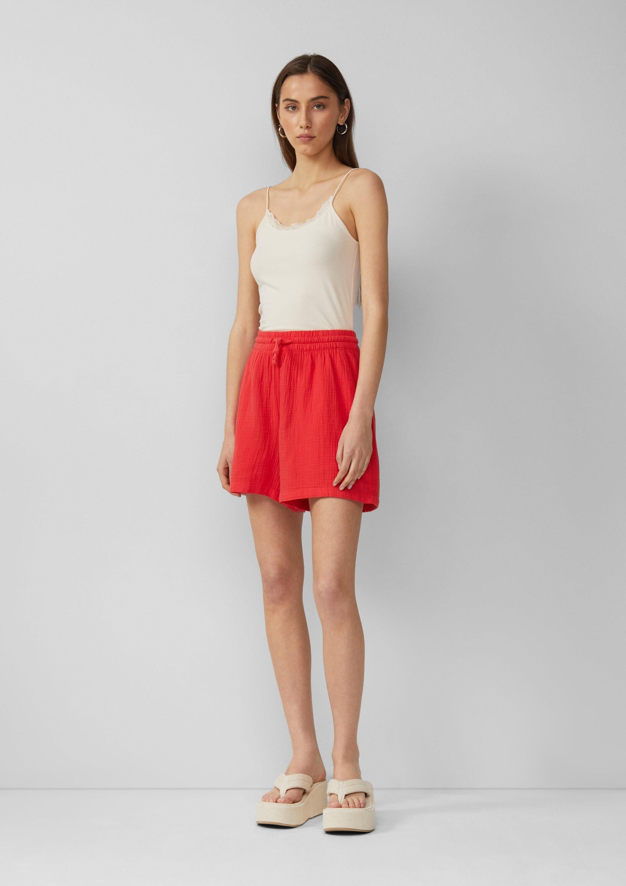 QS Shorts Hose Musselin-Shorts mit Elastikbund günstig online kaufen
