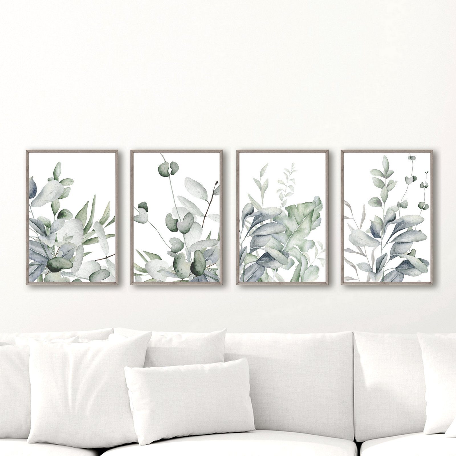 homestyle-accessoires Poster Bilderset GREENERYS GRÜNE PFLANZEN AQUARELLE PASTELL 4er, - Ohne Bilderrahmen - sorgfältige & sichere Verpackung
