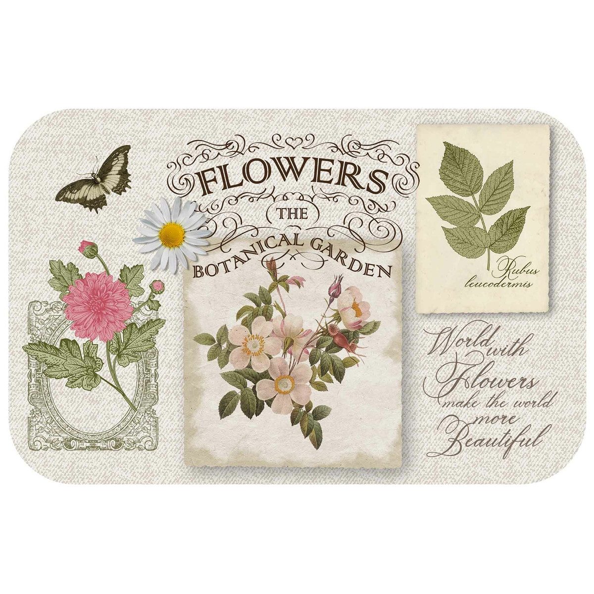 Macosa Home Platzset 4er Set Bunt Blumen Kunststoff Vintage Tischset Platzdecke, (rechteckig Platzdeckchen, 4-St., Tisch-Unterlage Tischset), abwischbar Tischdeko Tischmatte Platzmatte