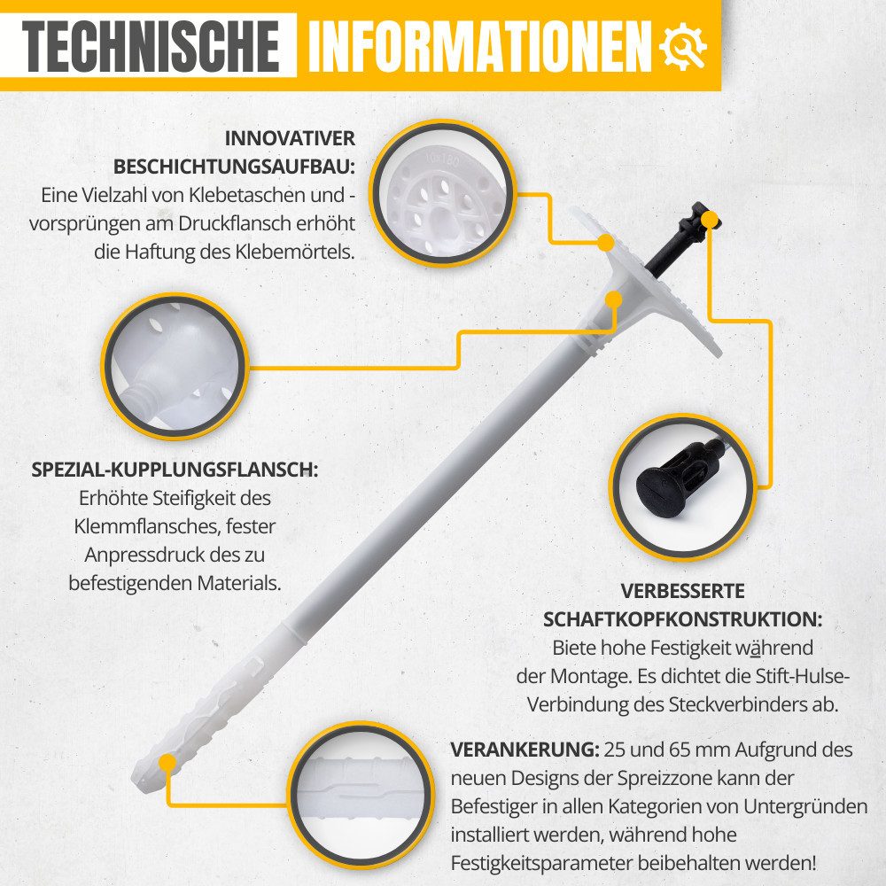 STRÜBER Schrauben- und Dübel-Set WDVS SET (Dämmstoffdübel mit Kunststoffnagel + Rondelle + Fräser) – Bild 4 von 5