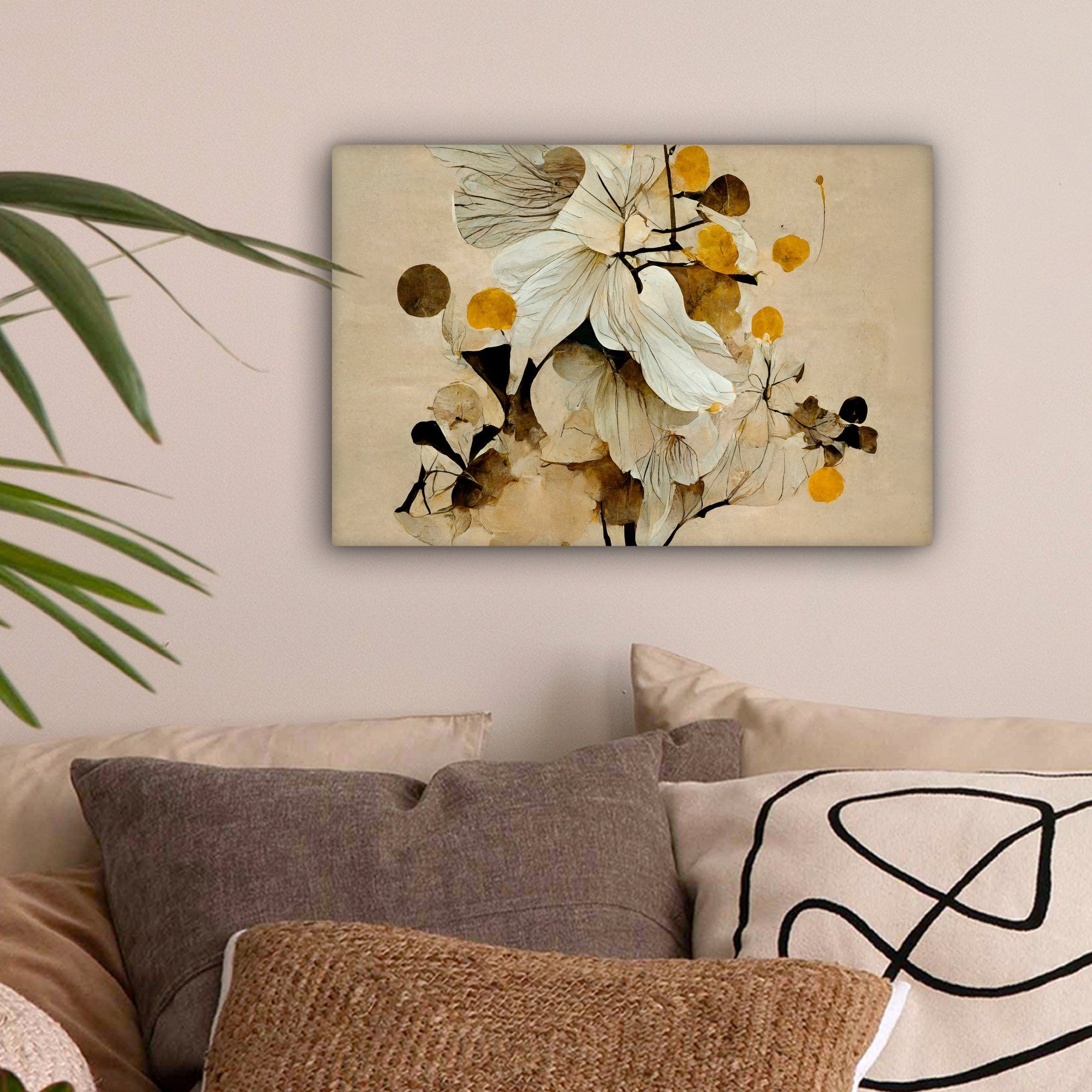 OneMillionCanvasses® Leinwandbild Blumen - Pflanzen - Gold - Vintage, Fotod günstig online kaufen
