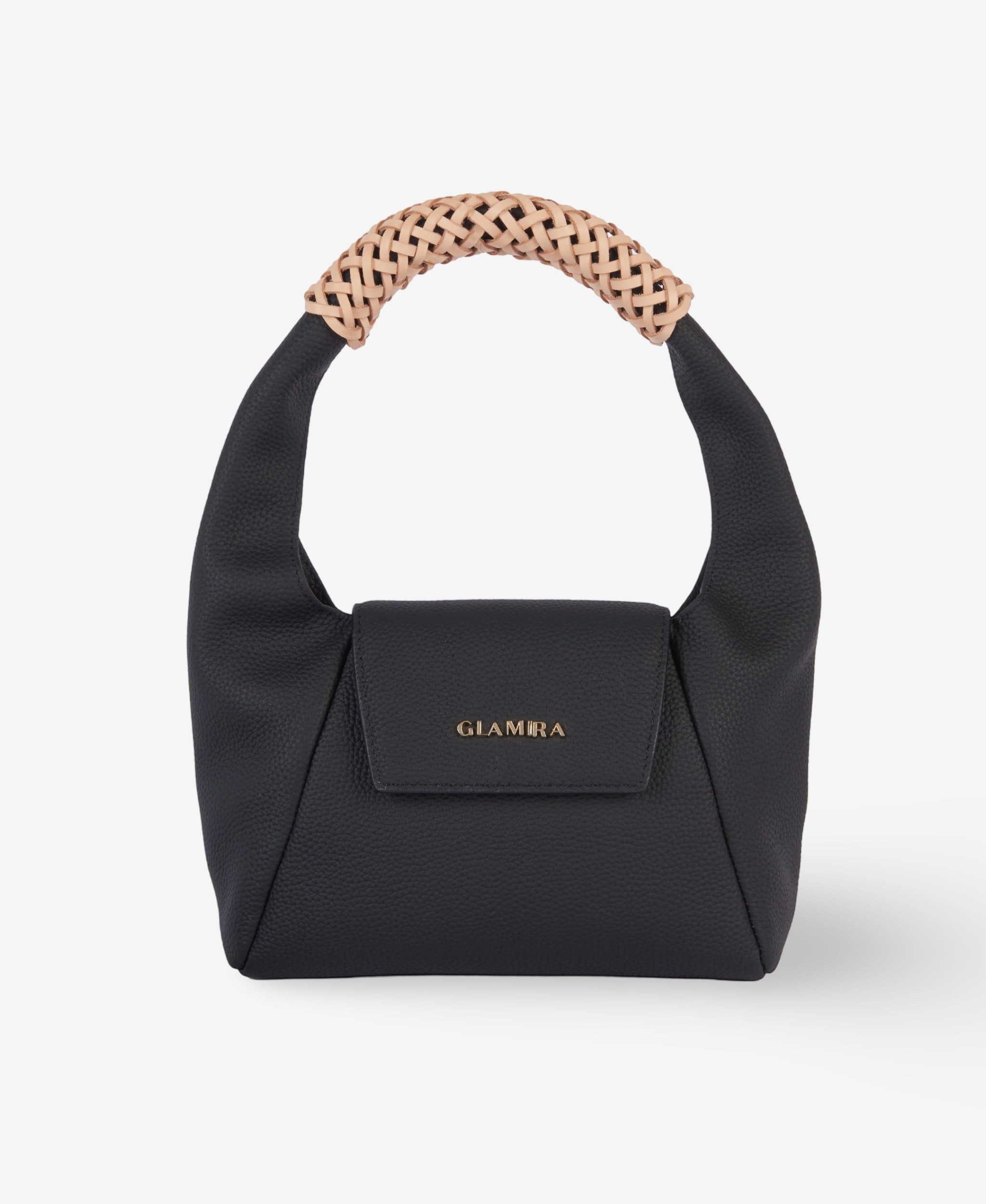 GLAMIRA Handtasche PetiteGlam Schwarze Mini-Henkeltasche (1-tlg), echt Leder