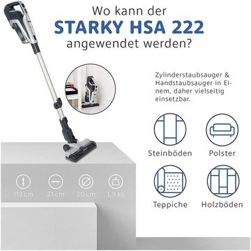 FAKIR Akku-Hand-und Stielstaubsauger HSA 222, 130 W, beutellos, 22,2 V, HEPA Elektrosaugbürste, Tierhaarentfernung, LED