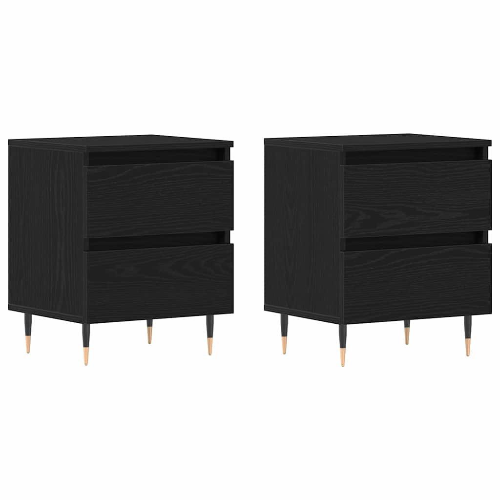 Nachttisch Nachttisch 2 pcs Schwarz Eichen-Optik 40 x 35 x 50 cm