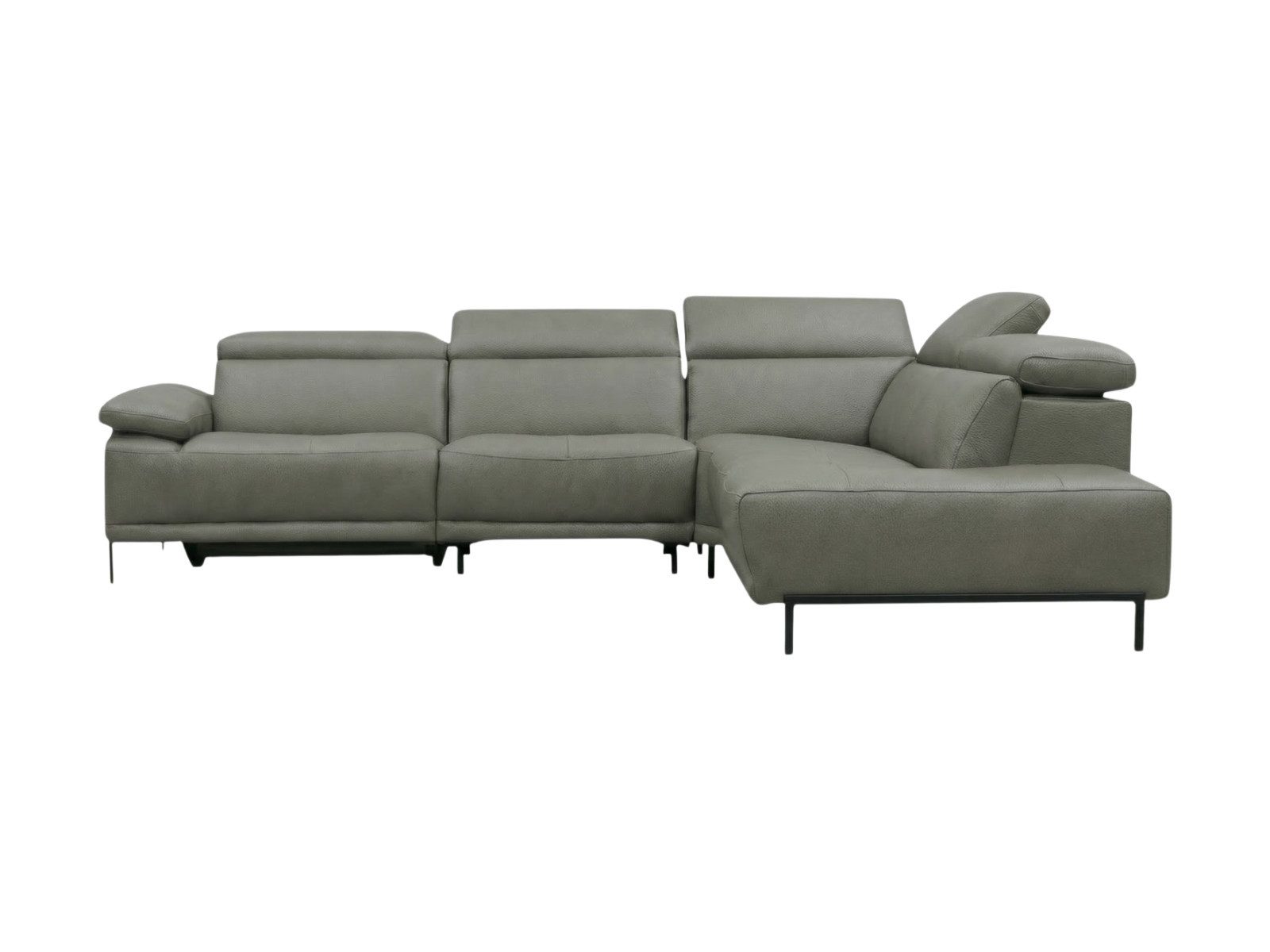Villa Möbel Ecksofa Linus, L-Form 1 Teile, Echtleder-Ecksofa mit Kopfteilverstellung fürs Wohnzimmer
