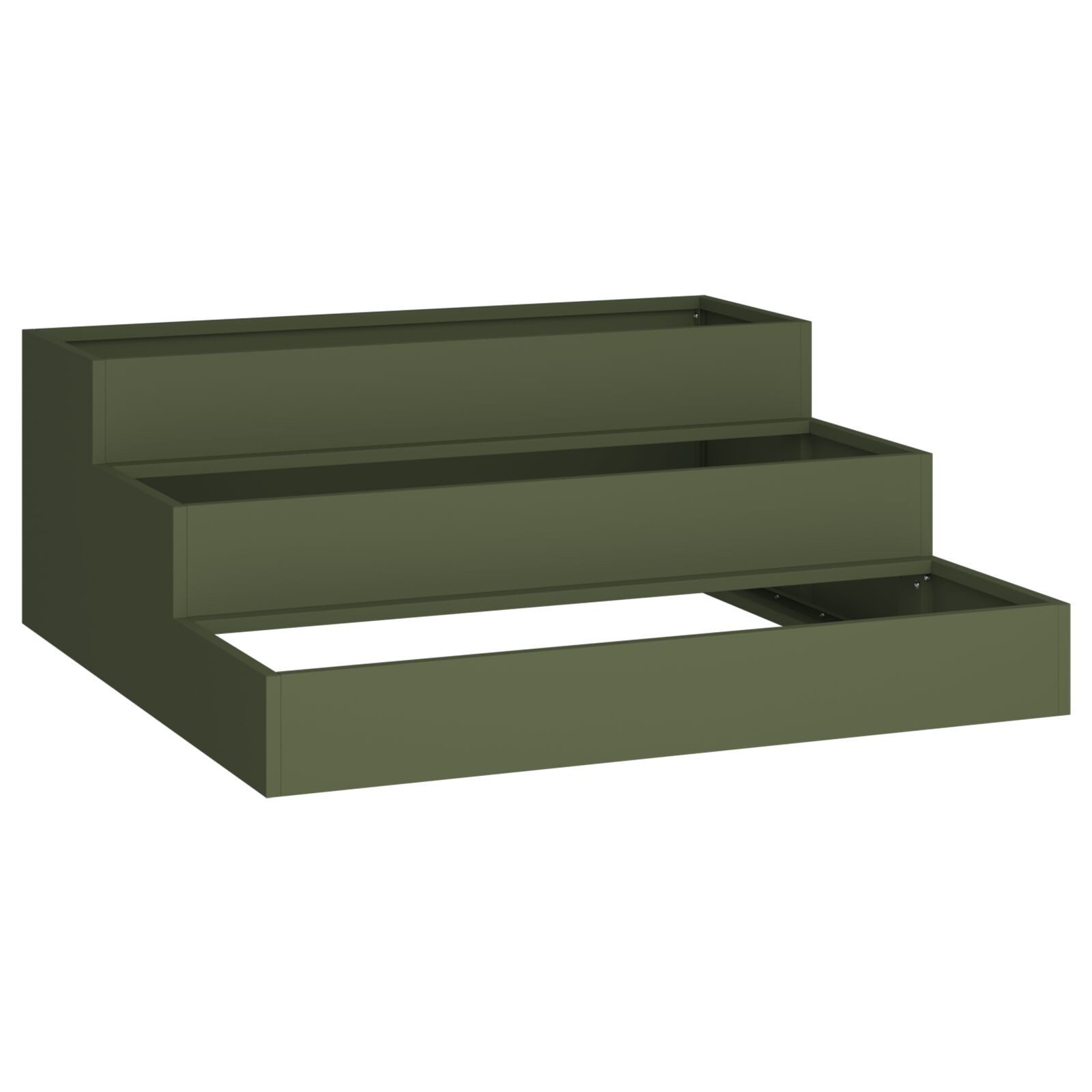 Thumbnail - vidaXL Hochbeet Gartenpflanzer 3-Tier 90x90x35 cm Olivengrün Stahl