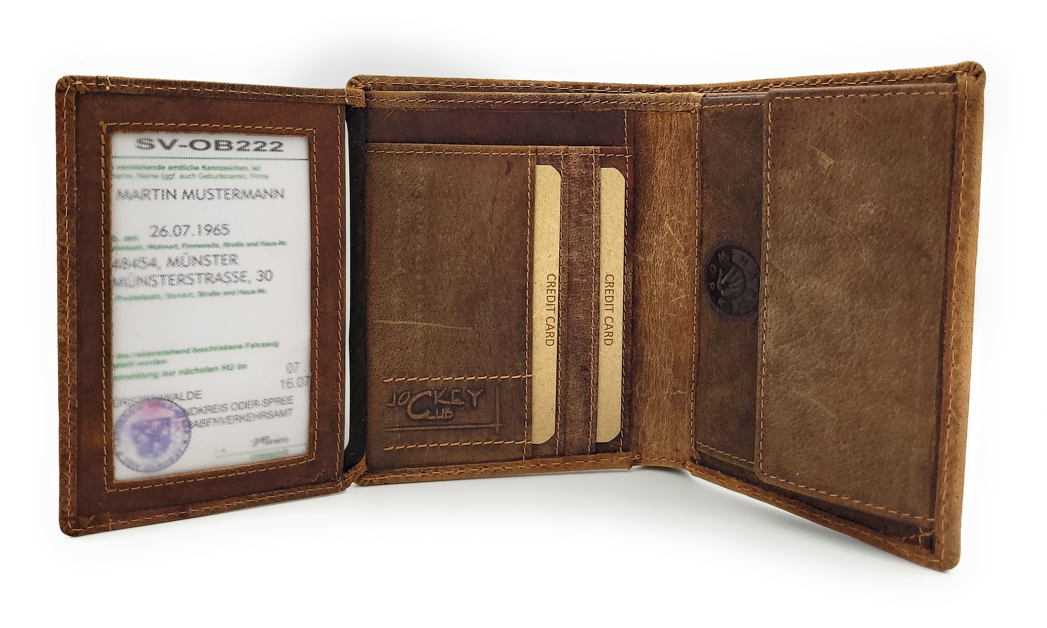 JOCKEY CLUB Geldbörse Zander, echt Leder Portemonnaie mit RFID Schutz, tolles Geschenk für Angler