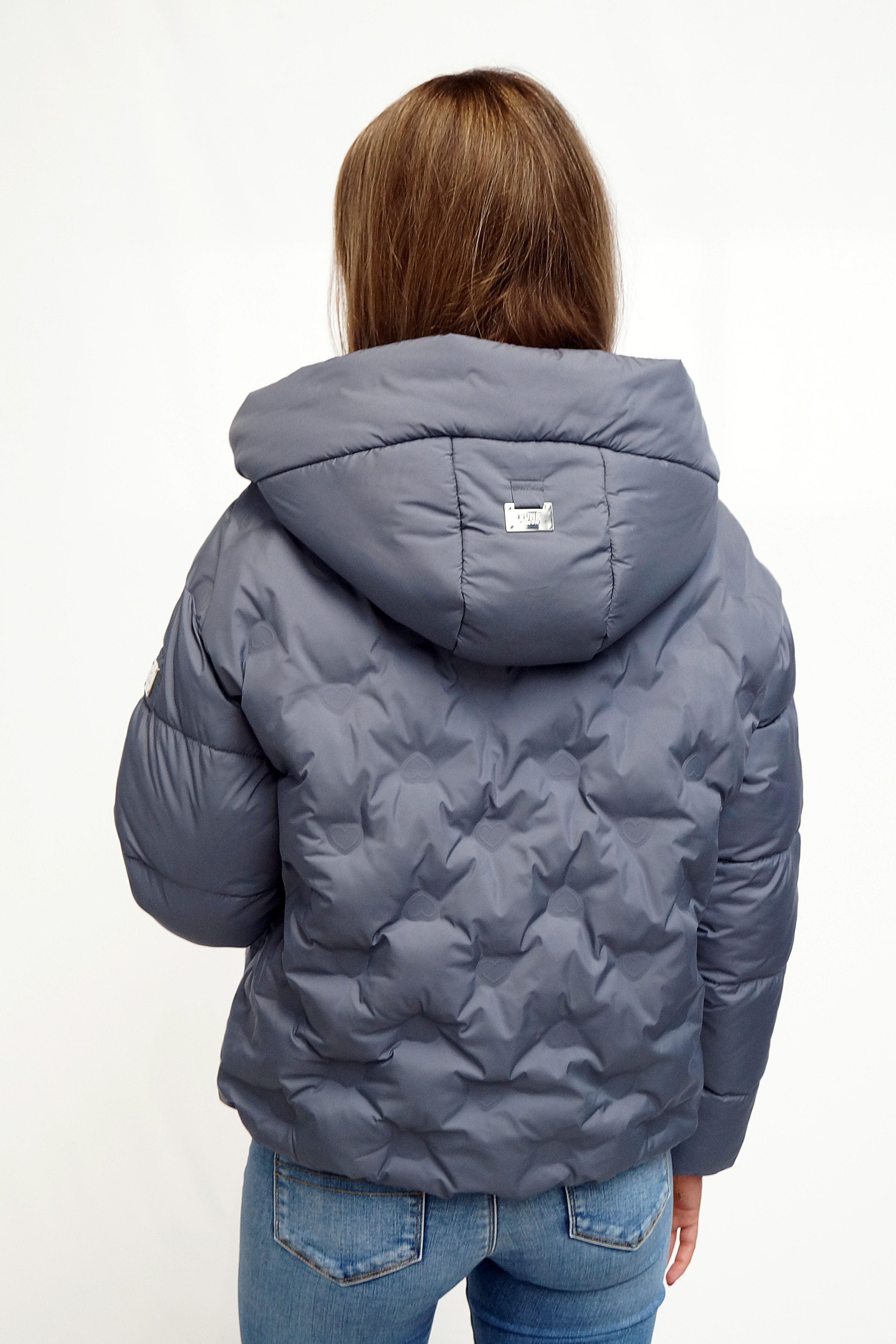 FUNK since 1776 Steppjacke weite Steppjacke mit stylischen Herzprints und Kapuze