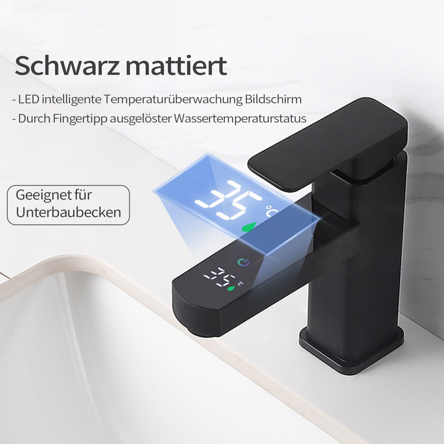 Refttenw Waschtischarmatur LED Wasserhahn Badarmatur Digitaler günstig online kaufen