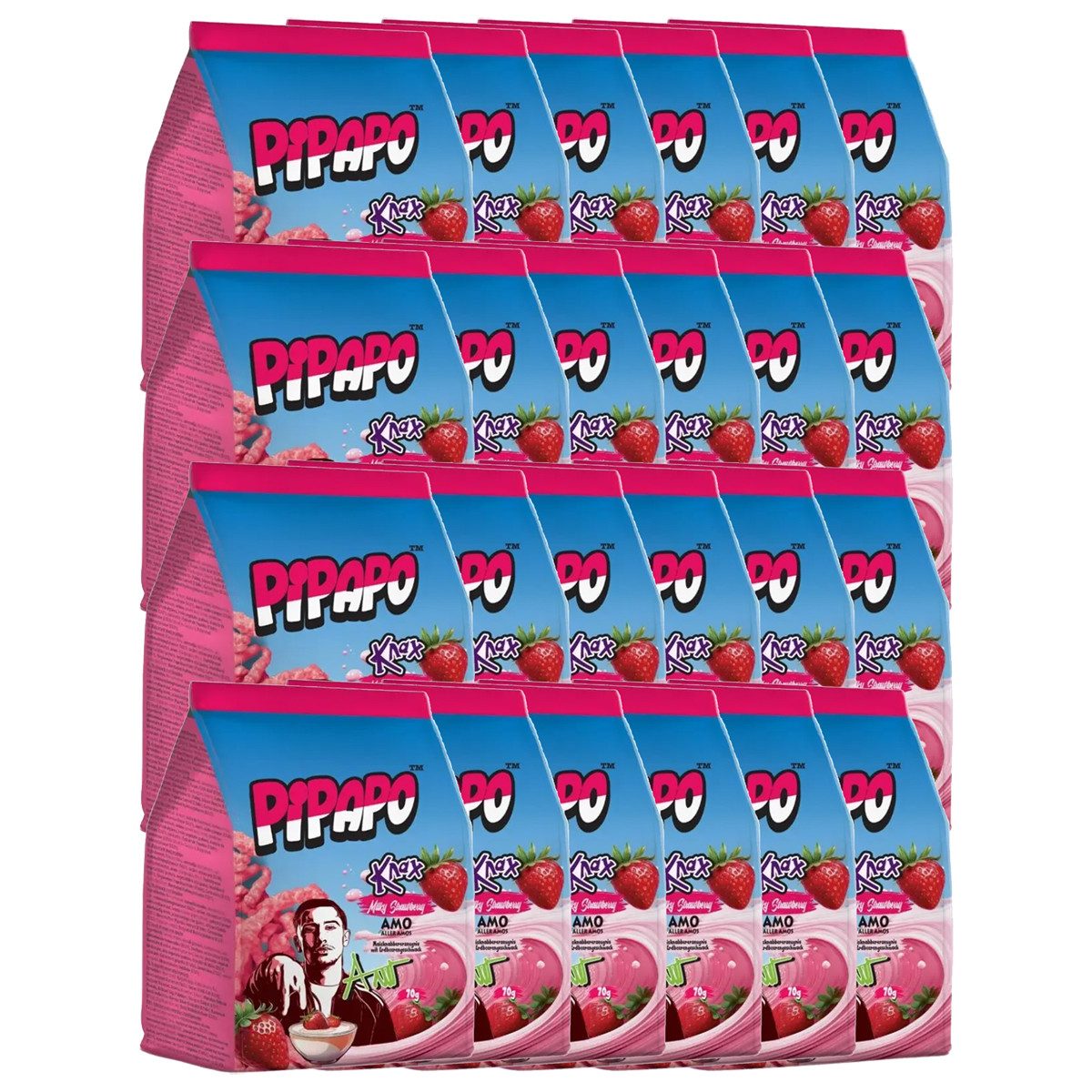 PIPAPO Knabberei, Pipapo Knax Mais Chips Milky Strawberry Maiserzeugnis 70g 24er Pack