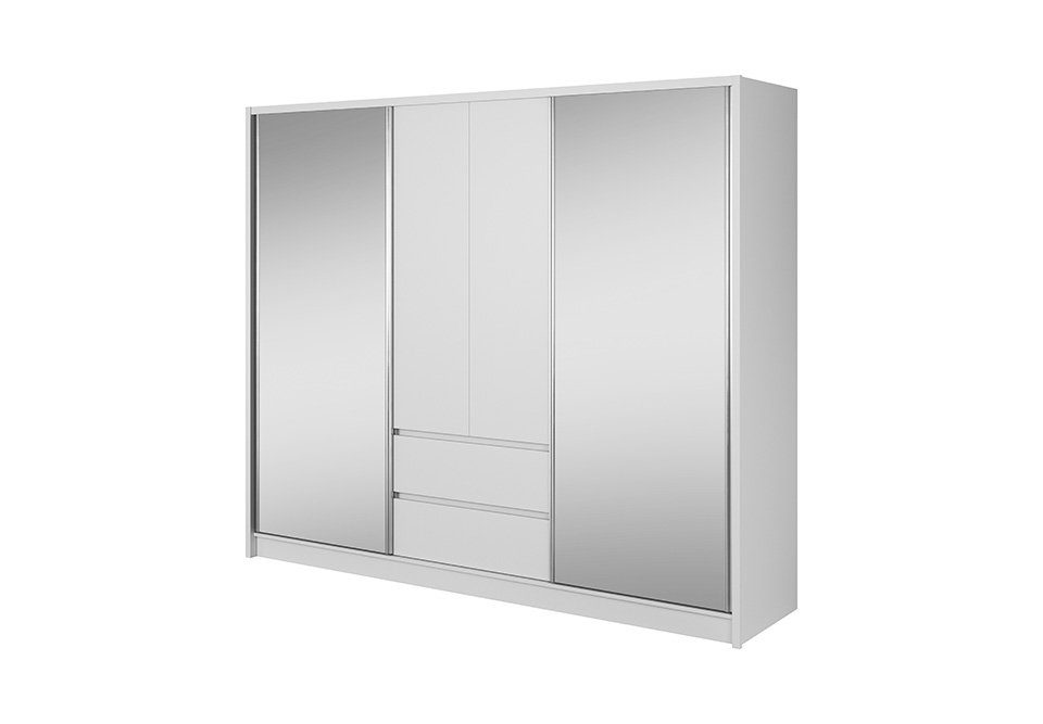 JVmoebel Kleiderschrank Spiegel Schrank Schlafzimmer Türen Schwebe 250cm Weiß Schränke Kleider