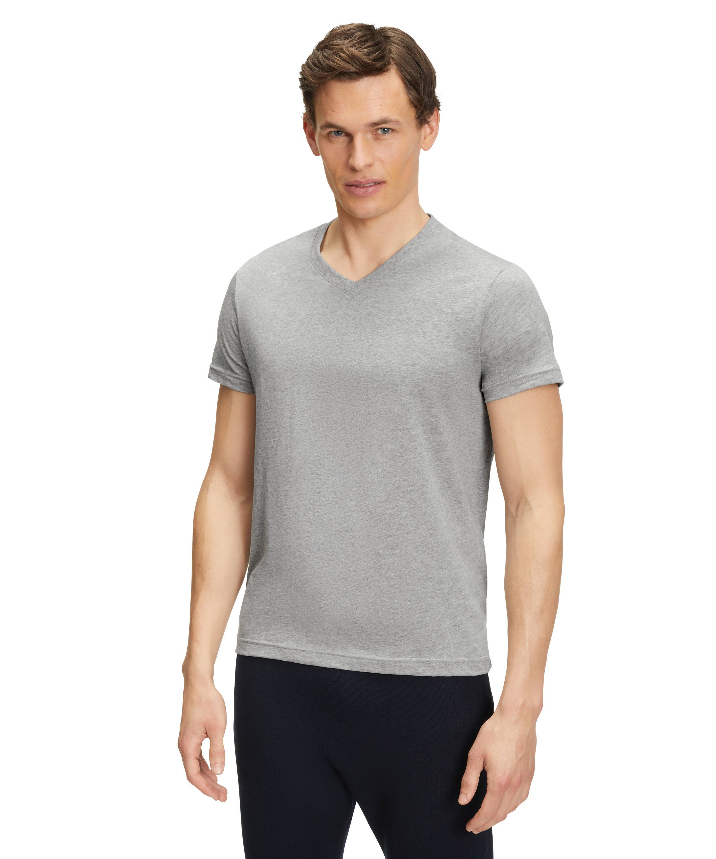 aus Baumwolle (1-tlg) grey light FALKE (3400) reiner T-Shirt