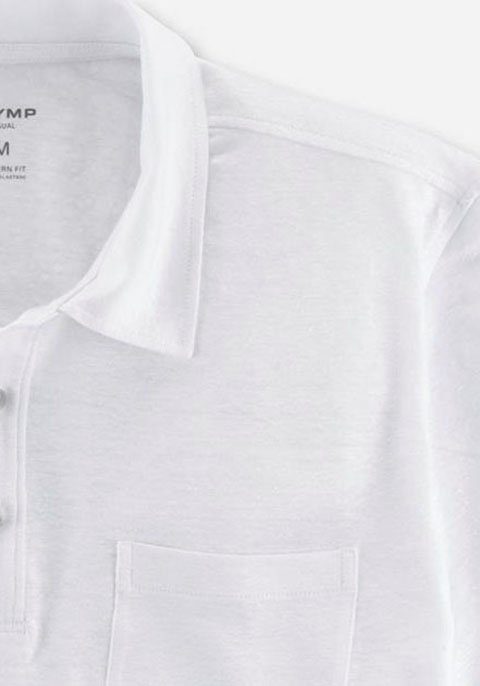 im Poloshirt mit OLYMP weiß in sommerlicher Hemden-Look Casual-Optik Leinen
