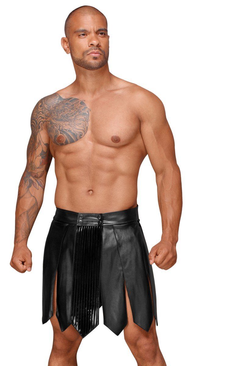 Noir Handmade Men Lederimitatrock Herren-Rock in schwarz - L