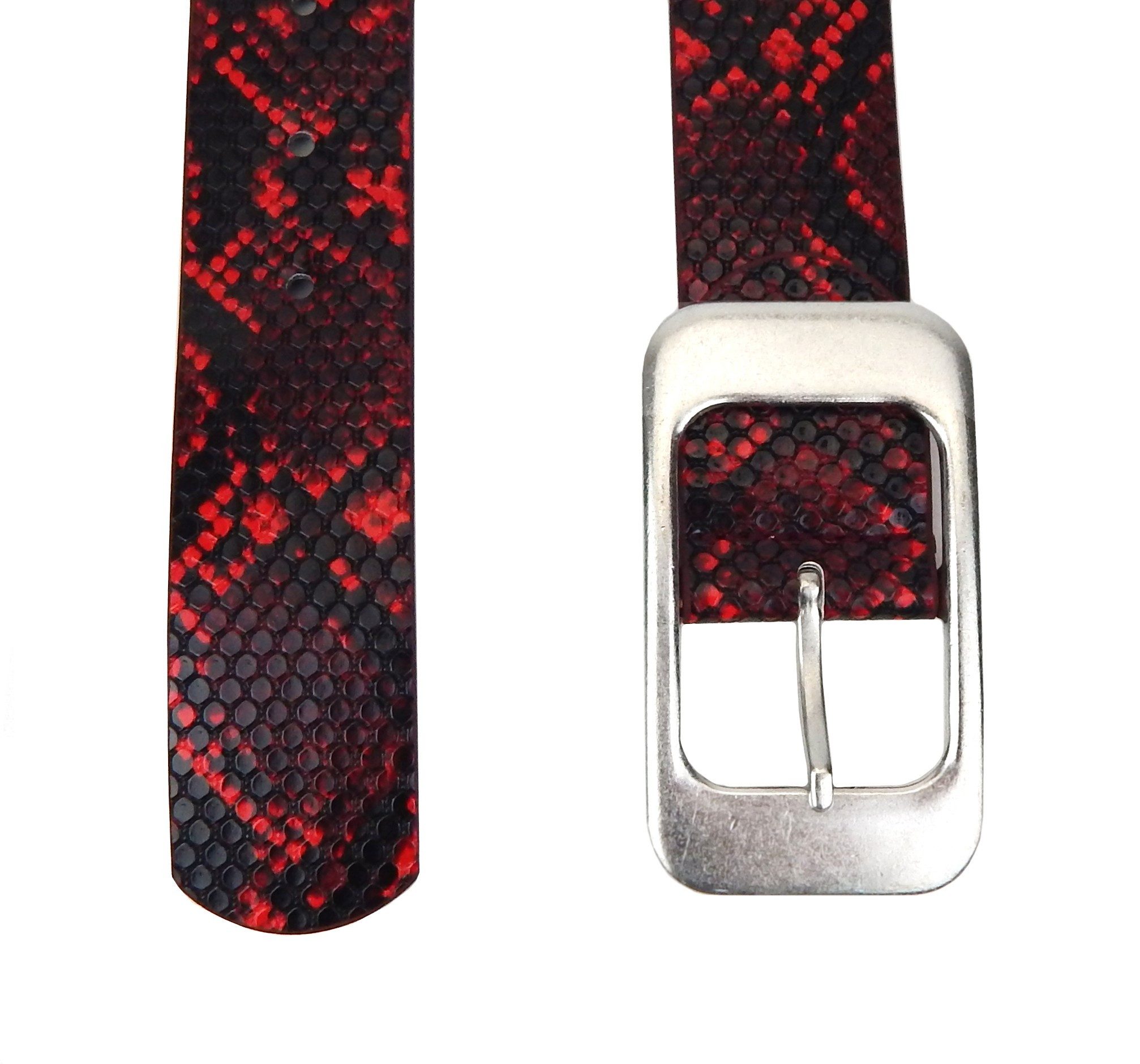 Ella Jonte Koppelgürtel Animalprint Schlange rot schwarz - Leder-Mix Vintag günstig online kaufen