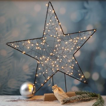 MARELIDA LED Stern LED Leuchtstern Dekostern Metallstern Weihnachtsstern H: 58cm Timer, LED Classic, ultra-warmweiß / bernstein (1800K bis 2100K)