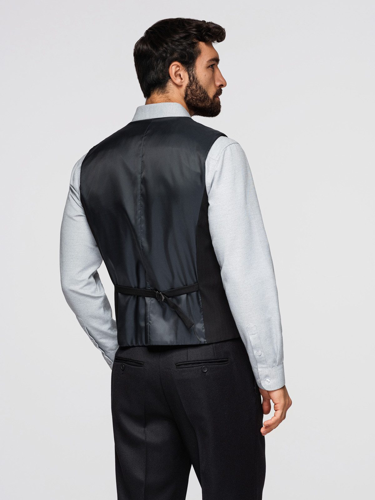 OMBRE Anzugweste Herren Anzugweste Slim Fit Elegant mit verstellbarem Rücken Schwarz XL (kein Set, 1-tlg)