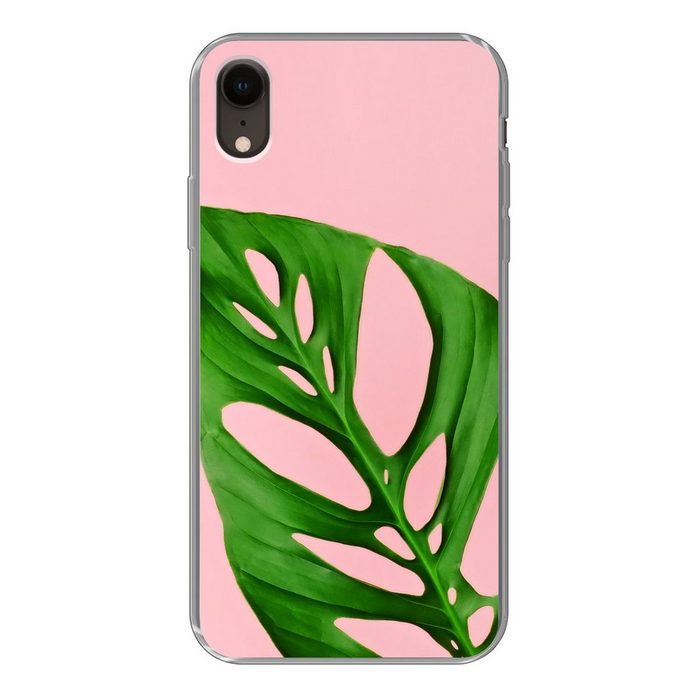 MuchoWow Handyhülle Botanisches Blatt mit heller Farbe als Hintergrund Handyhülle Apple iPhone XR Smartphone-Bumper Print Handy