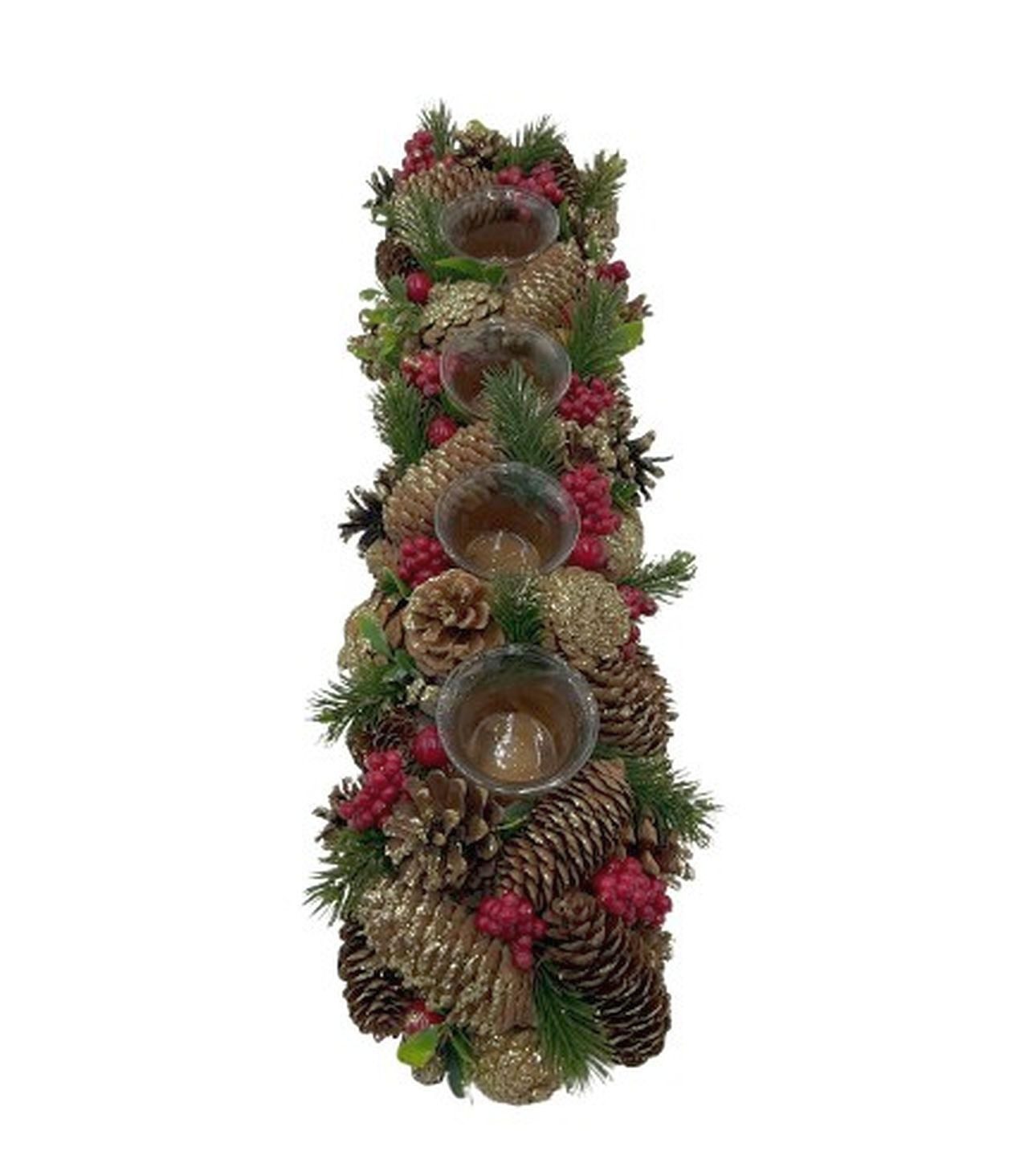 Small-Preis Adventsleuchter Adventsgesteck mit 4 Teelichthaltern in Weihnac günstig online kaufen