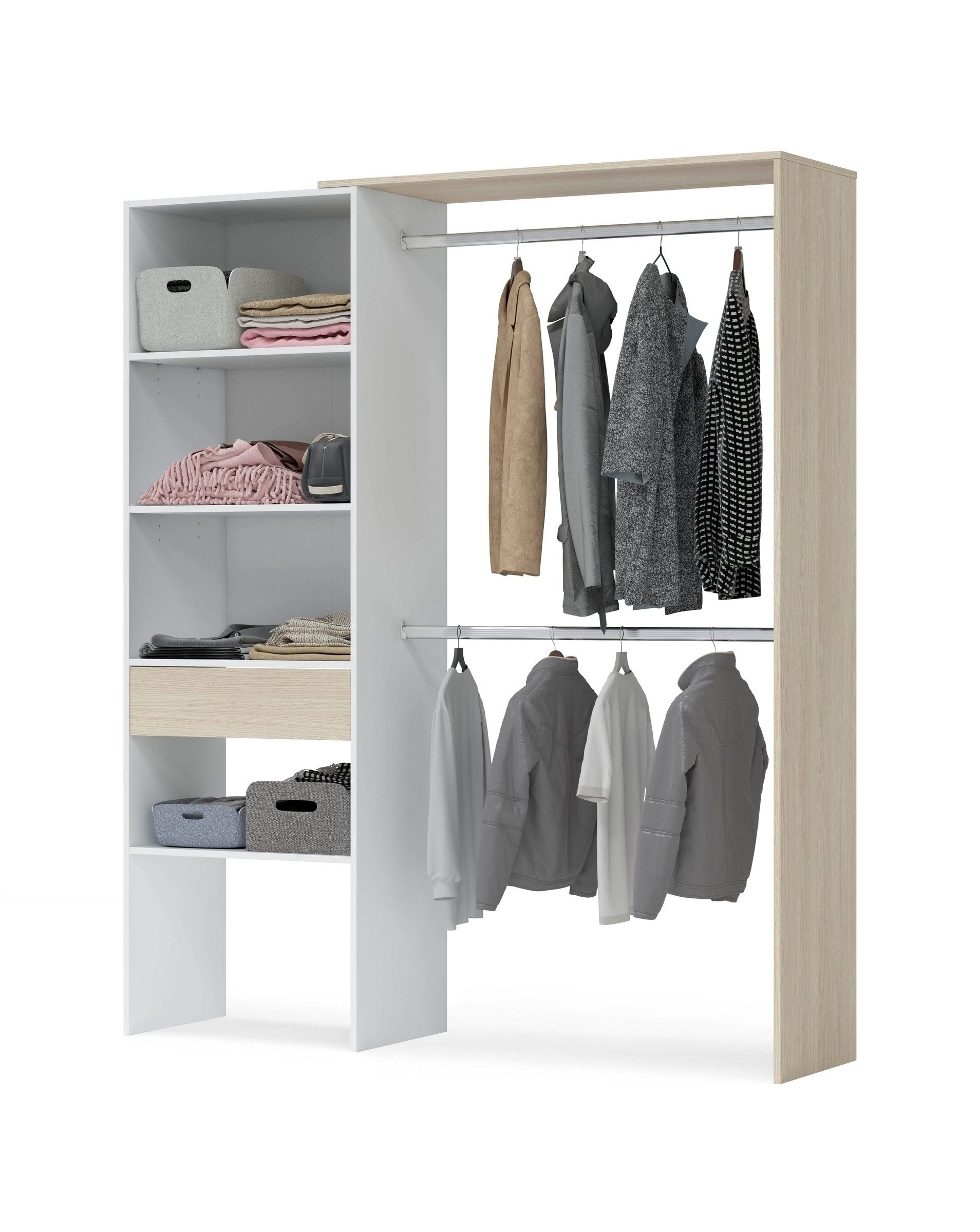 freiraum Kleiderschrank DRESS in Eiche/Weiß - 158x187x40 (BxHxT)