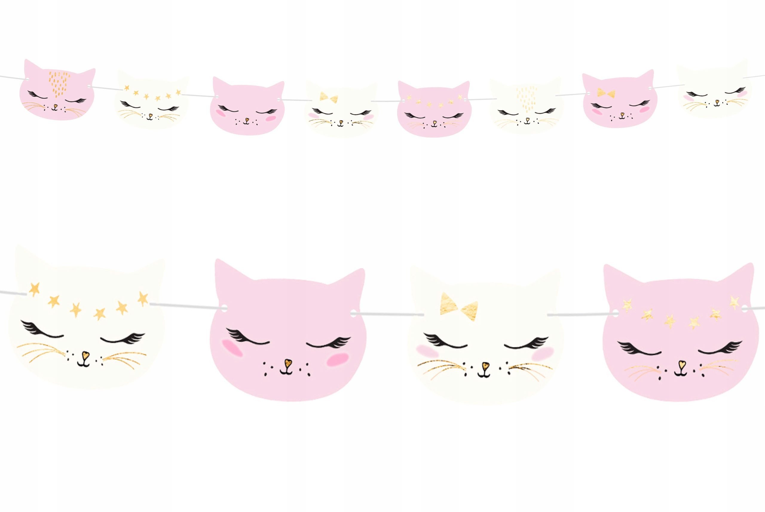 Festivalartikel Girlande Geburtstagsbanner Katzen Gesichter Girlande 140cm - Deko Kinder Party