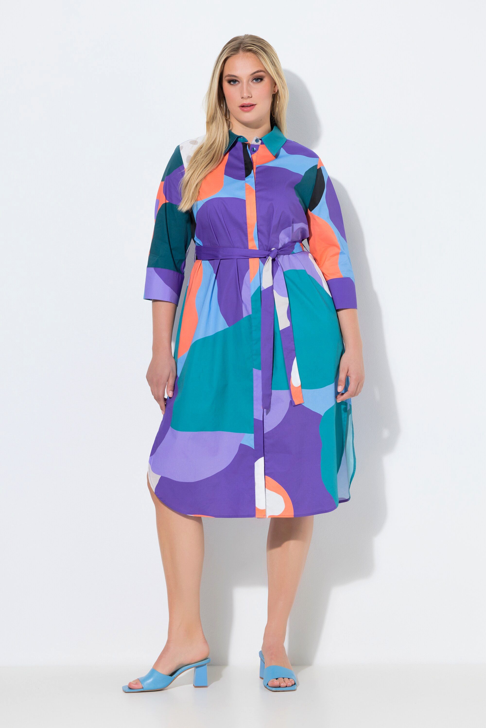 Maxikleid Hemdblusen-Midikleid Grafik A-Linie Hemdkragen