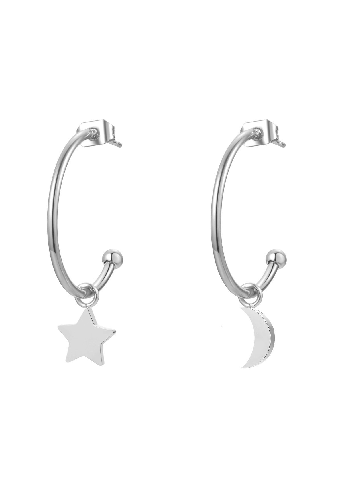 Hey Happiness Paar Серьги Mond Stern Серьги-кольца Damen hängend, 18K Gold Roségold, Edelstahl Серьги offen rund baumelnd, wasserfest