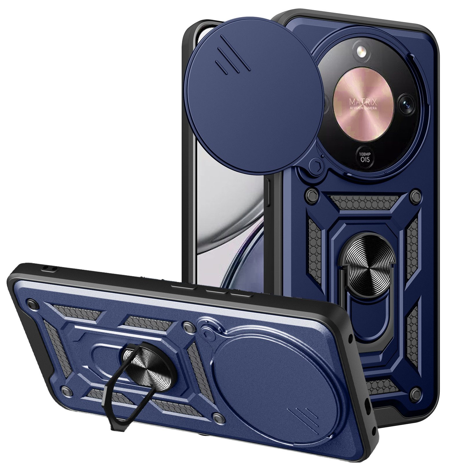 betterfon Handyhülle Panzer Hülle für Honor Magic 8 Lite Outdoor Case mit Kameraschutz, Outdoorhülle mit Ringhalter Smartstand und Silikonkern