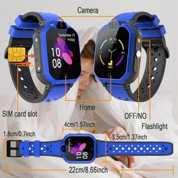 PTHTECHUS Smartwatch (1,4 Zoll, Android iOS), 4G GPS Telefon Anti-Verlorener WiFi LBS Ortung Tracker Videoanruf SOS