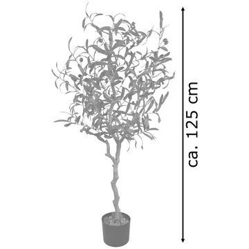 Kunstbaum Olive Olivenbaum Kunstbaum Künstliche Pflanze Kunstpflanze 125 cm, Decovego