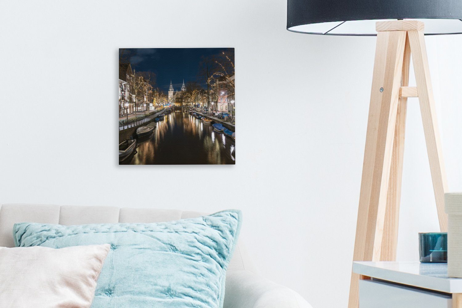 OneMillionCanvasses® Leinwandbild Das Rijksmuseum hinter St), Leinwand (1 für Bilder der Amsterdam, Spiegelgracht Schlafzimmer in Wohnzimmer