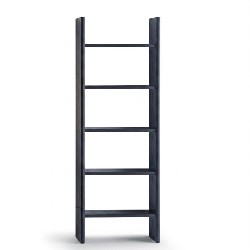 Xlmoebel Bücherwand Schwarze Dekoleiter aus Holz mit 5 Regalen für stilvolle Akzente, Made in Europa