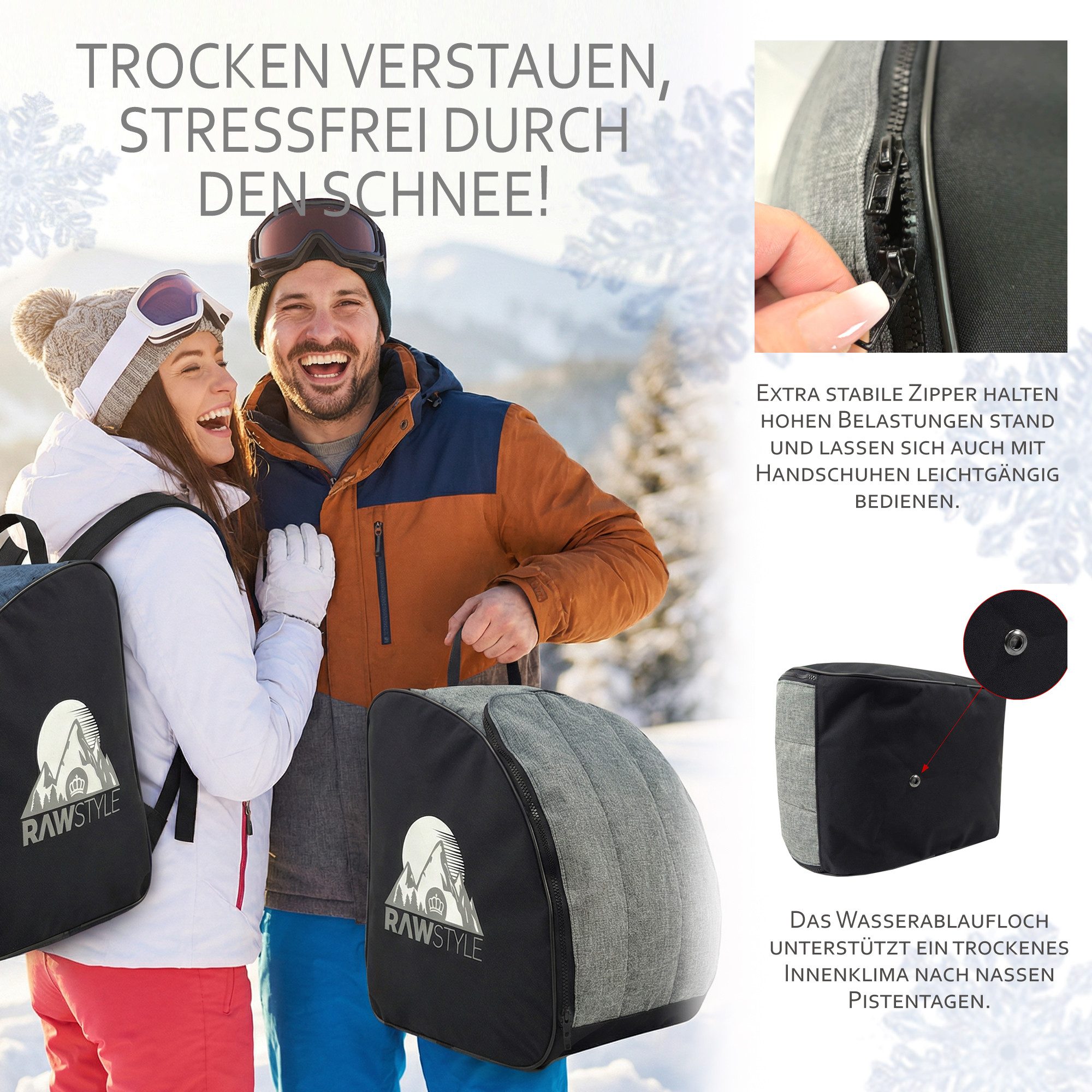 BambiniWelt by Rafael K. Skitasche Skischuhtasche Skischuh-Rucksack wasserdicht Tragegriff, wasserdichtes, starkes Cordura-Gewebe