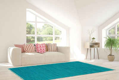 Teppich Laurelie, my home, rechteckig, Höhe: 6 mm, mit Fransen, 100% Baumwolle, einfarbiger Wendeteppich