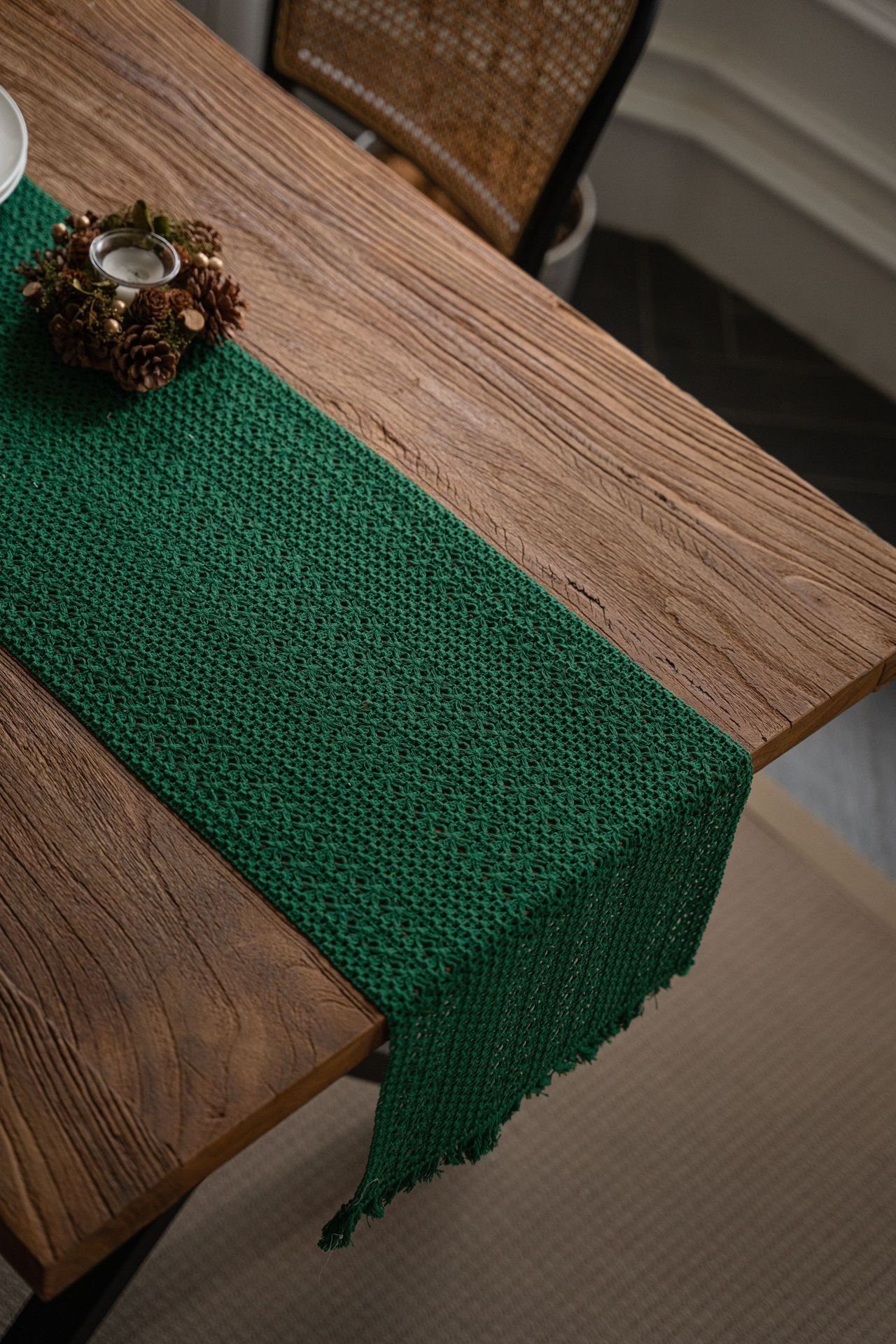Weihnachten Leinen gewebte Vintage 30*180cm Baumwolle Tischläufer FELIXLEO Boho Tischläufer