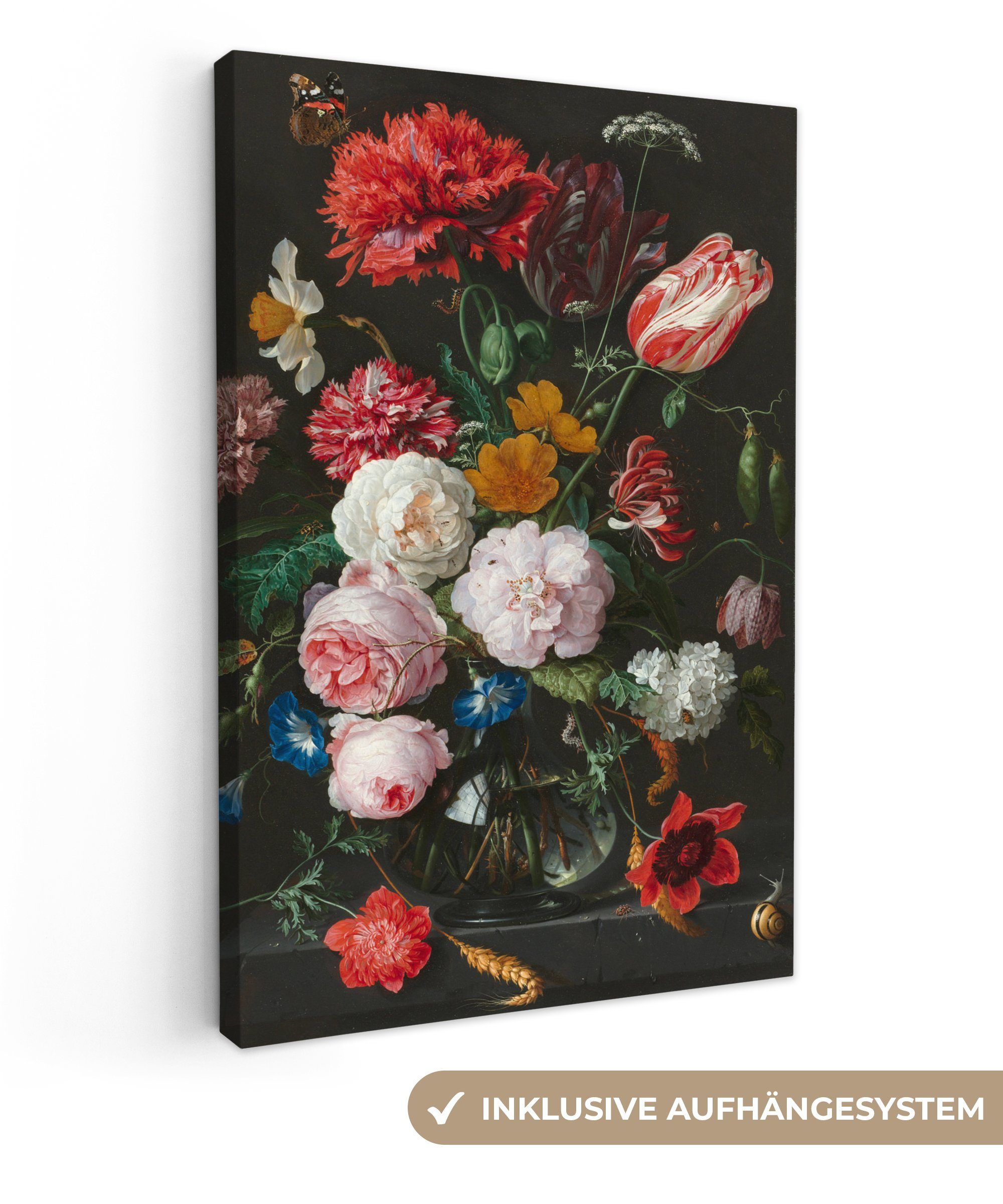 OneMillionCanvasses® Leinwandbild Stilleben mit Blumen in einer Glasvase - günstig online kaufen
