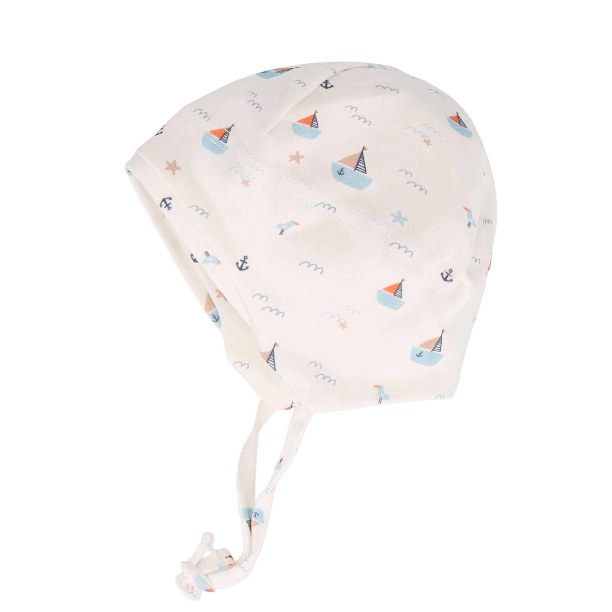 MAXIMO Jerseymütze GOTS NEWBORN-Mütze ausgenäht, Jersey bedruckt (1-St) Baumwolljersey