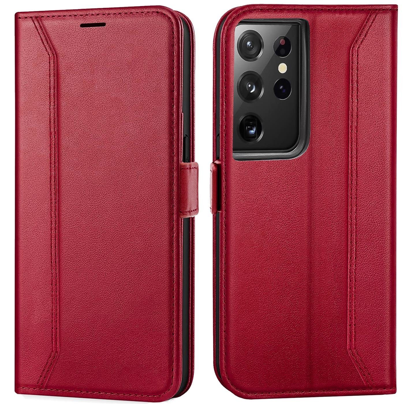 CoolGadget Handyhülle Wallet Klapptasche Cover Case für Samsung Galaxy S21 Ultra 6,8 Zoll, Handy Tasche mit RFID Schutz Kartenfach Book Schutzhülle