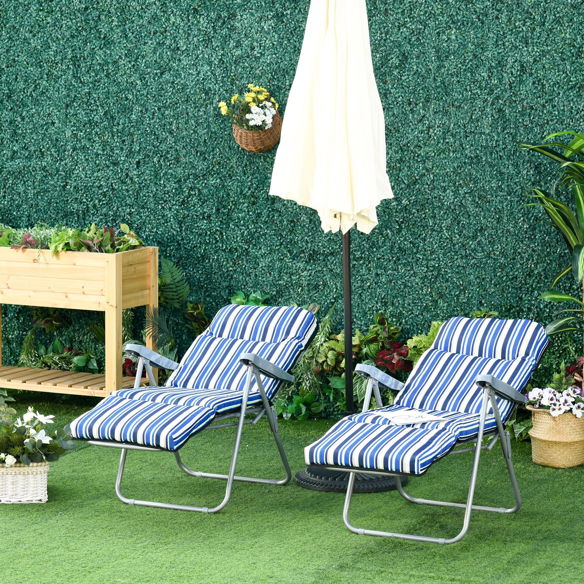 Outsunny Gartenliege Liegestuhl Set mit Kissen, günstig online kaufen