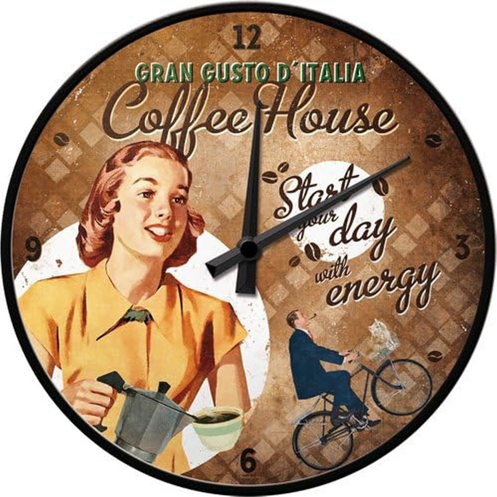 Wanduhr Küchenuhr - Coffee und Chocolate House Lady Ø 31 cm