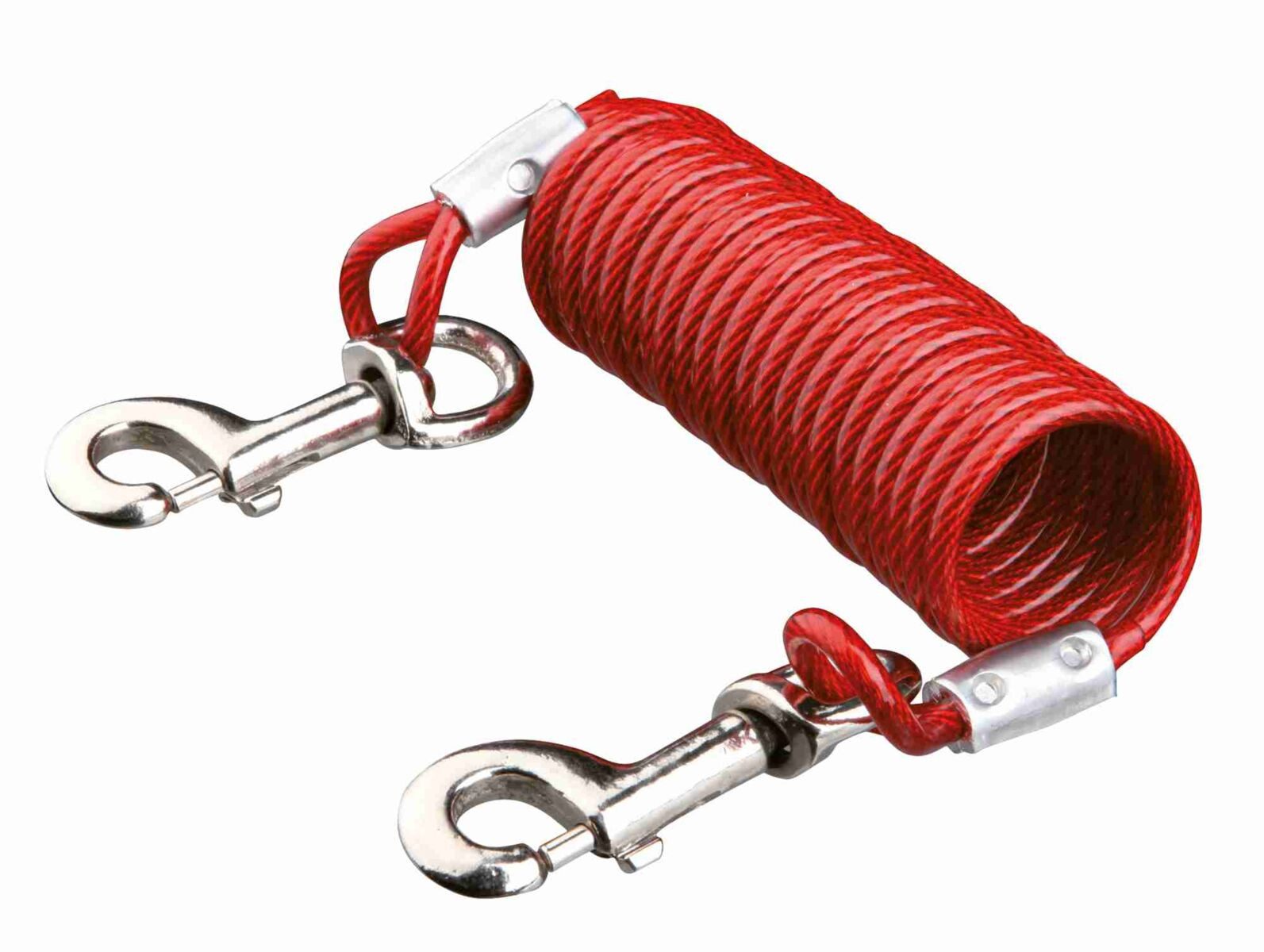 TRIXIE Hofleine Anbindeleine mit Spiralkabel - rot - 5 m, Metall